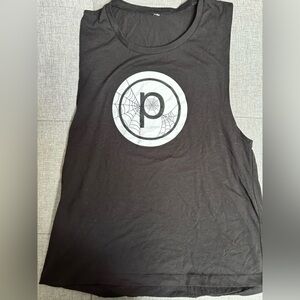 Pure Barre Black Tank Top with Spider Web Design